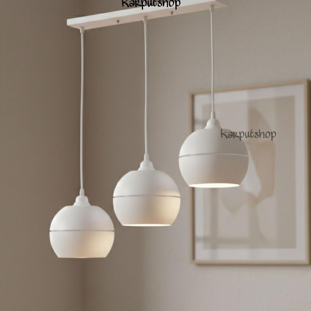 Bergaransi Lampu Gantung Minimalis 3In1 Bulat Putih Lampu Hias Ruang Tamu