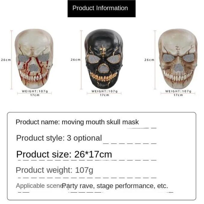 Ready  Topeng Horor Topeng Maskot Seram Topeng Tengkorak Seram Haloween Kostum Horor Topeng Karnaval