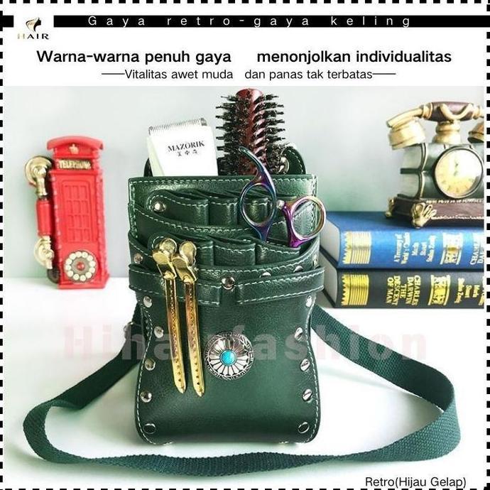 New HIB-0236 NEW Dompet Gunting Tas Pinggang Gunting Rambut Paket Gunting Tas Gunting Kulit Asli Ika