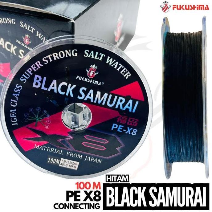 Senar Benang Pancing PE X8 100 Meter Warna Hitam Fukushima Black Samurai Connecting