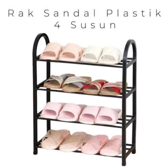 Sale Bb7 - Rak Sandal Plastik 4 Susun Tempat Rak Sepatu Sandal 4 Tingkat Plastik Rak 4 Susun Serbagu