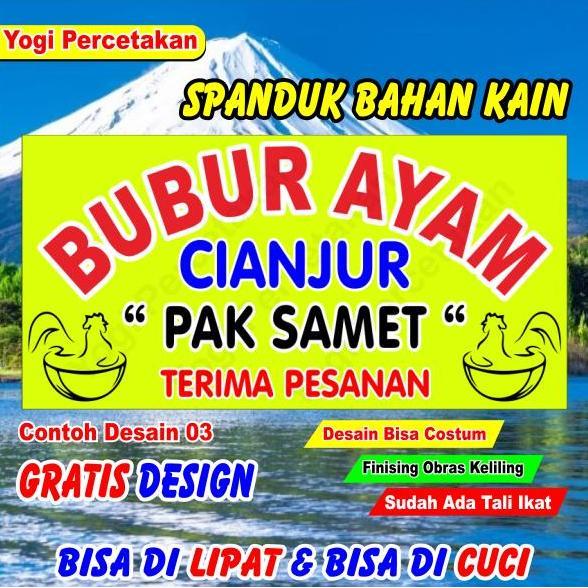 Ready !!! Spanduk Kain Bubur Ayam Desain Bisa Costum Sesuai Keinginan BUBUR AYAM