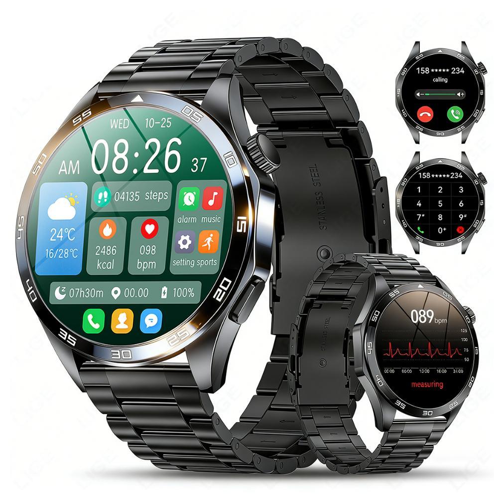 BIG SALE LIGE Smart Watch Pria Layar AMOLED Panggilan Bluetooth Tahan Air Olahraga Luar Ruangan Smar