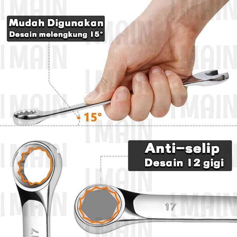 Premium 14/8 Pcs Tool Kunci Ring Pas Set Kunci Pas Harga Murah Barang Berkualitas Original/Kunci Rin