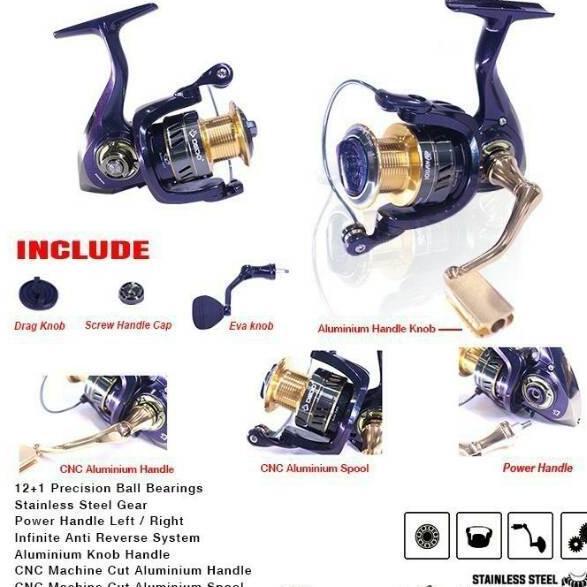 REEL DAIDO IGUANA SPIN 12 BEARING UKURAN 1000 SAMPAI 6000 POWER HANDLE