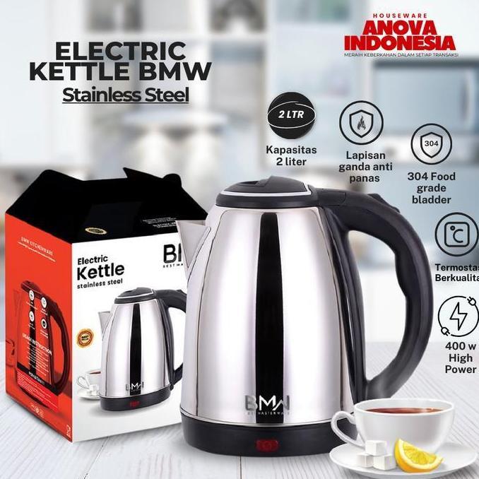 big promo teko listrik bmw stainless ukuran 2 liter / teko listrik