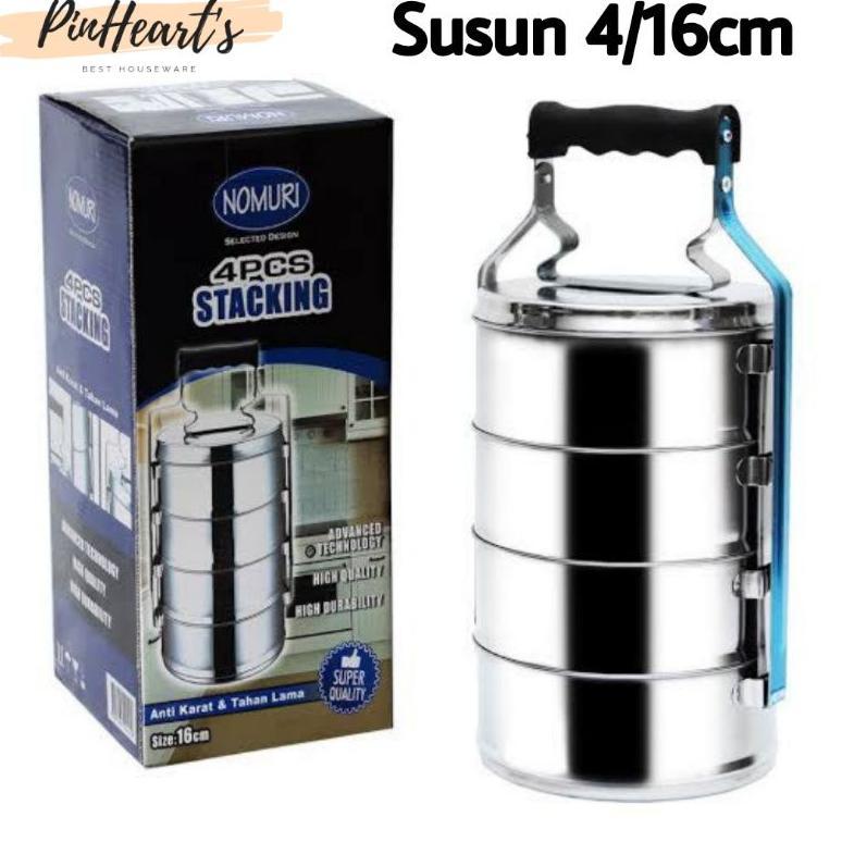 Terbaru Rantang Stainless Steel Nomuri Susun 4 Tebal Food Grade