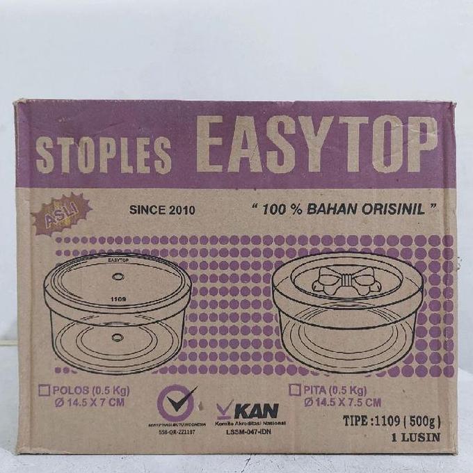 CUCI GUDANG - (1 lusin) Toples Easytop bulat 1109 - 500 gram | toples bulat easytop | toples 500 gra