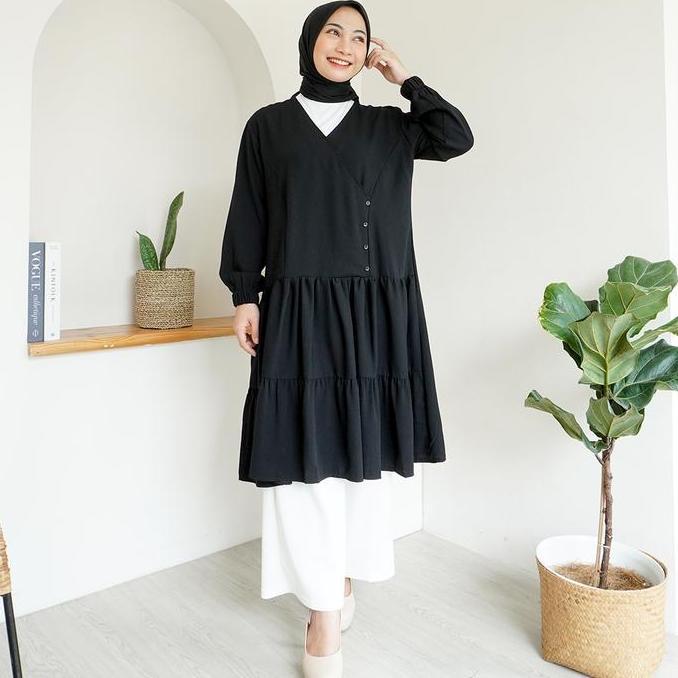 Darla Midi Dress/Tunik B5010155 by Sonia Basic Tunik Premium Wanita / Tunik Midi Polos Wanita