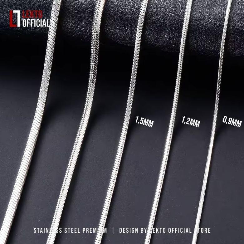 termurah kalung titanium pria anti karat silver asli original wanita perak putih model kotak kalung 