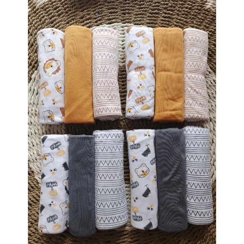 BEST DEALS 12 PCS ( 1lusin) Bedong bayi motif bahan kaos ukuran jumbo bedong bayi lusinan
