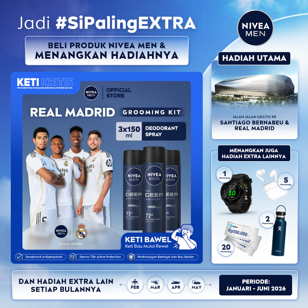 (PAKET HEMAT ISI 3) NIVEA MEN Deodorant Spray Deep Darkwood 150ml - Deodoran semprot pria melawan ba