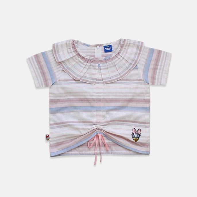 PROMO HARI INI - Blouse/ Blus Lengan Pendek Anak Perempuan Peach/ Daisy Classic Campus