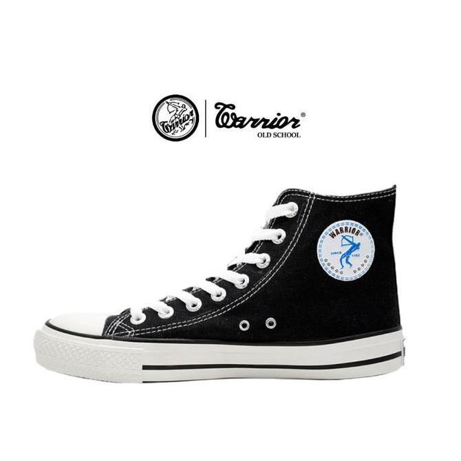 NEW SEPATU SEKOLAH ANAK WARRIOR SPARTA HIGH CUT HITAM PUTIH 31-36 KANVAS ORI