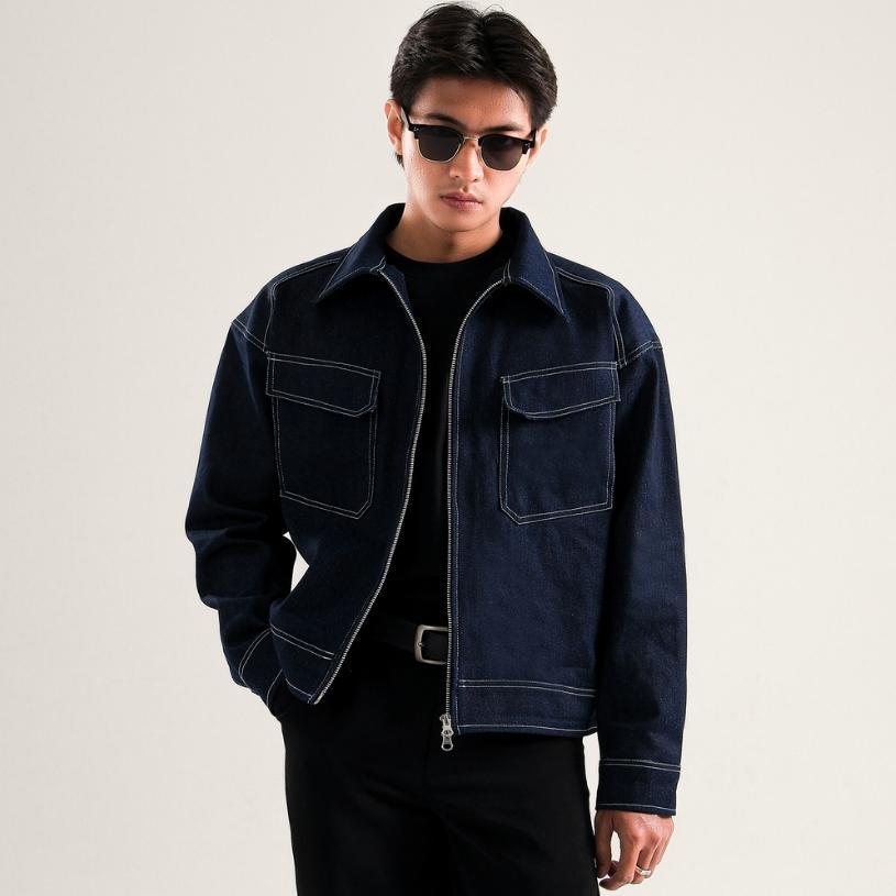 MURAH NOHAKU Velden Denim Boxy Double Zip Jacket Blue 2026