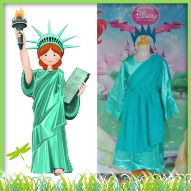 NEW KOSTUM ANAK BAJU ADAT INTERNATIONAL NEGARA AMERIKA PATUNG LIBERTY ORI