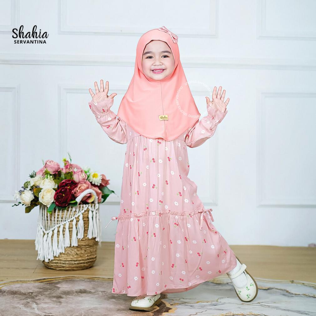 RECOMMENDED Shahia Servantina - (Satu Set Hijab) Imelda Set Dress Gamis Rayon Anak Perempuan