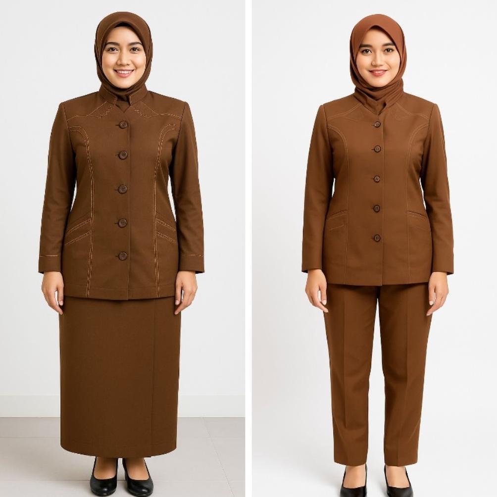 Termurah / Hot Sale Seragam Pns Wanita Pemda Tua Kerah Sanghai Size Ss - S - M - L - Xl - Xxl - 4L -