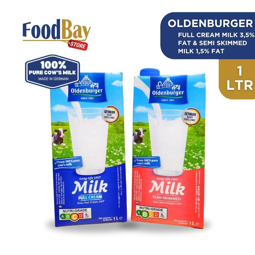 Terlaris Susu / Milk Oldenburger Uht Long-Life 1 Liter / 1000 Ml (Full Cream & Semi Skimmed)