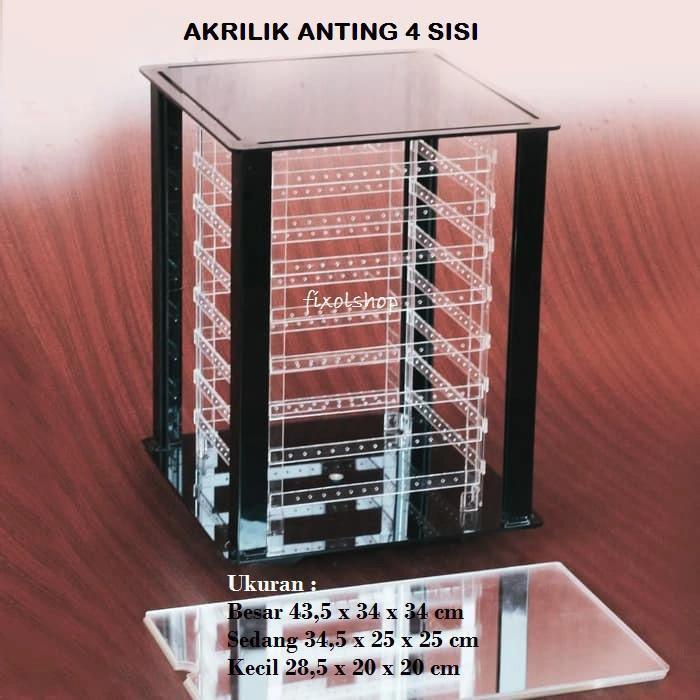 akrilik anting kotak 4 sisi putar Display pajangan aksesoris anting