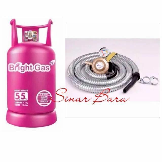 Tabung Gas pink 5 5kg + isi + Selang Paket Winn Gas