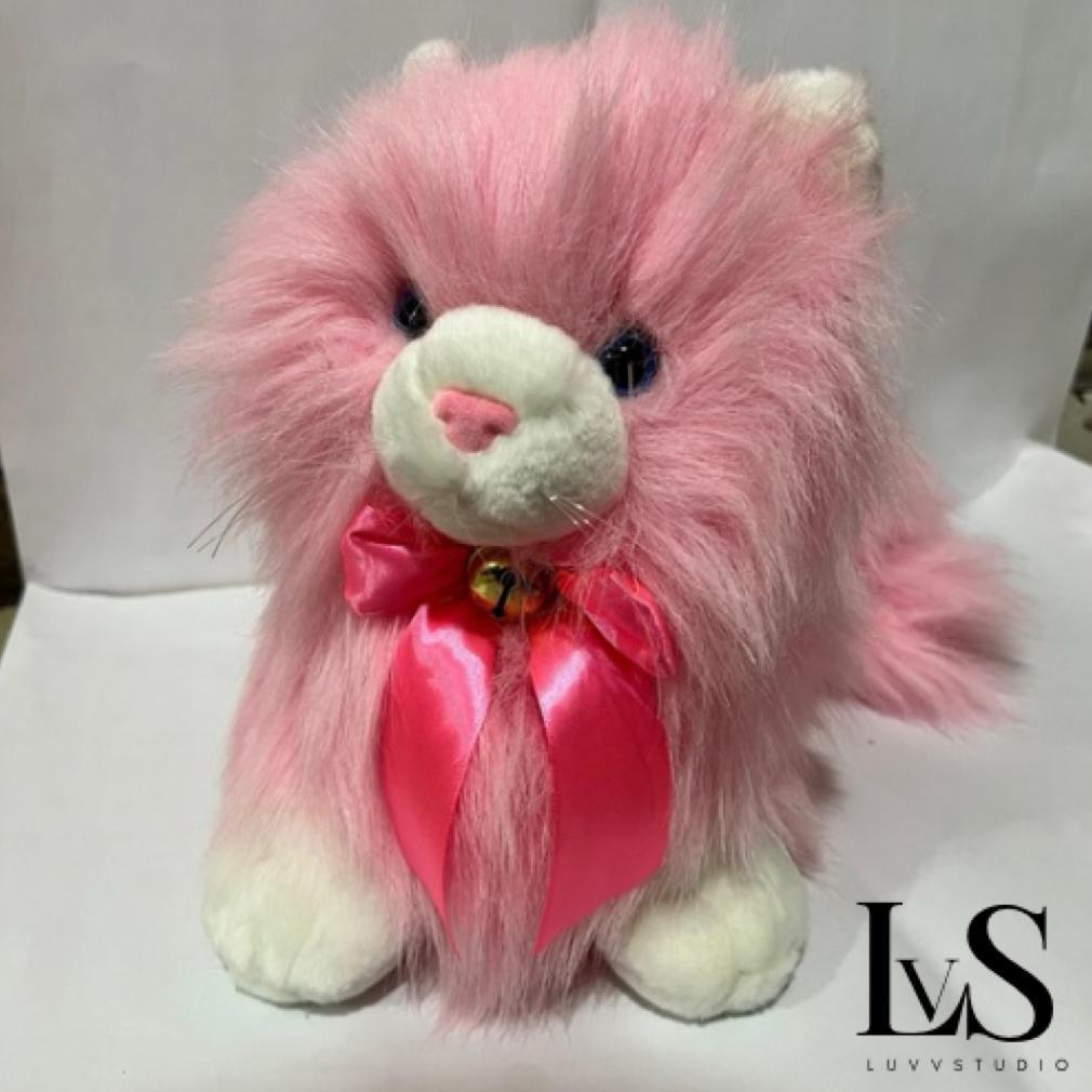 Unik Boneka Anak Kucing Anggora Bulu Panjang Pink Jumbo 50Cm Boneka Hadiah Mainan Anak Lucu Gemoy Ny