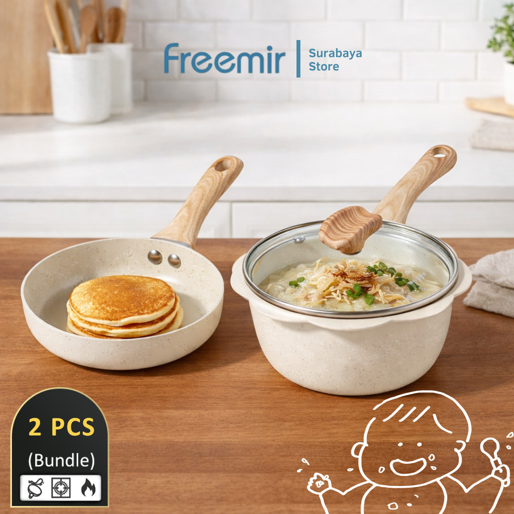 [Paket MPASI] freemir Panci MPASI Bunga + Teflon Mini Anti Lengket Food Grade Aman Untuk Bayi