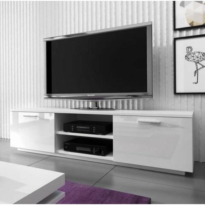 MEJA NAKAS CABINET BACKDROP TV 180 CM MINIMALIS PUTIH WHITE GLOSSY HPL