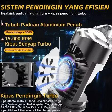 Gratis Ongkir Lampu Utama Ze0 Blue Lens H4 Projector Dengan Devil Eye Plus Kipas Pendingin Full Alum