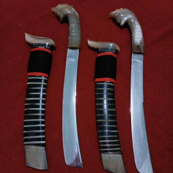 Golok Fulltanduk Ukir Togog, Bilah Baja Per 30cm