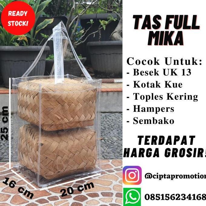 Tas mika 20x16x25 Goodiebag Souvenir Mika Bening Hampers Tebal