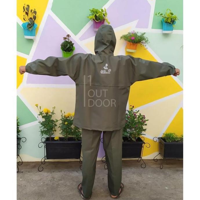 Jas Hujan Setelan Jaket Celana Raincoat Jack Wolfskin