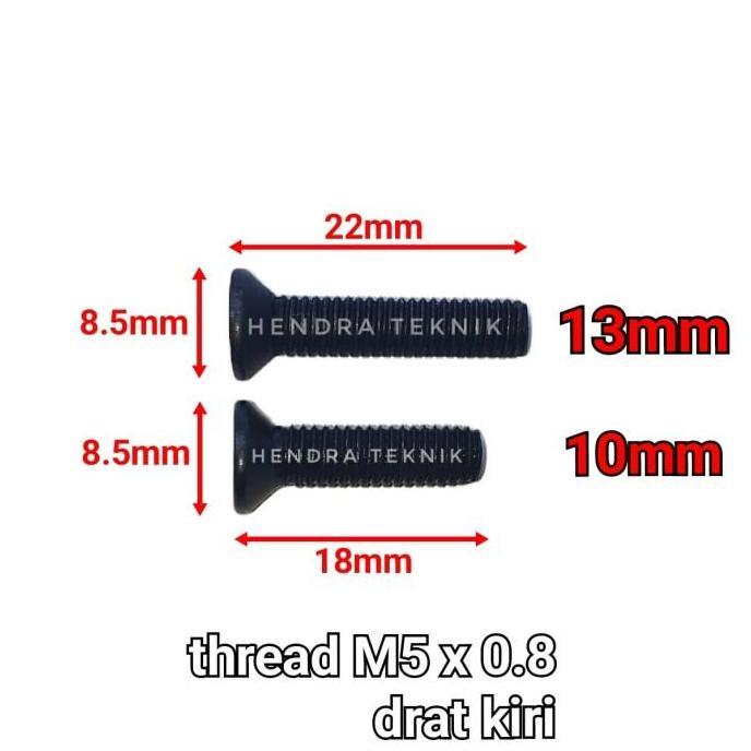 BAUT KEPALA BOR BAUT DRAT BALIK BOR LISTRIK BATERAI 10 13MM BAJA 5X0.8