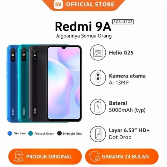 Xiaomi Redmi 9A Ram 3/32 GB | Layar 6.53 Batre 5000 mAh Garansi Resmi