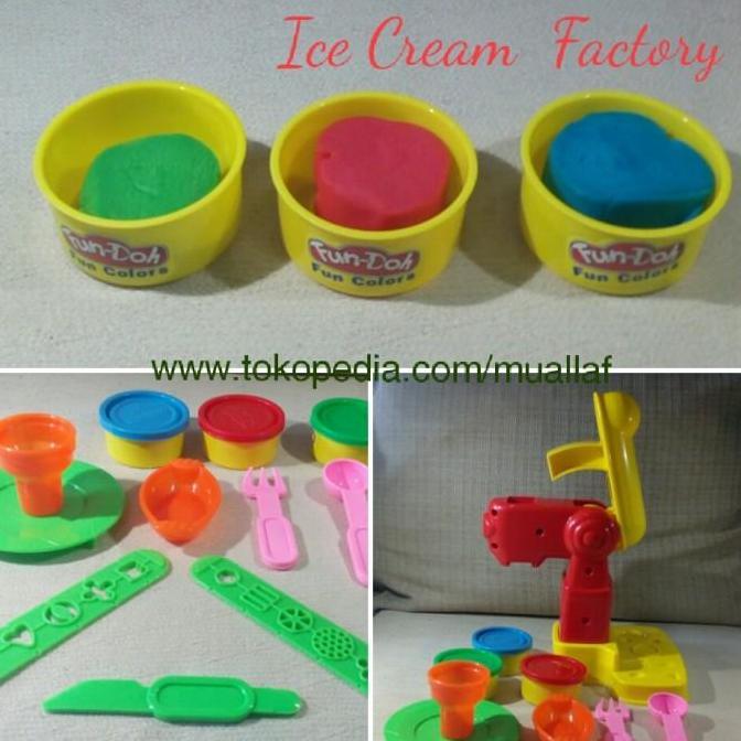 Mainan Anak Lilin Fun-Doh Play-Doh ICE CREAM FACTORY Set Fan-Doh