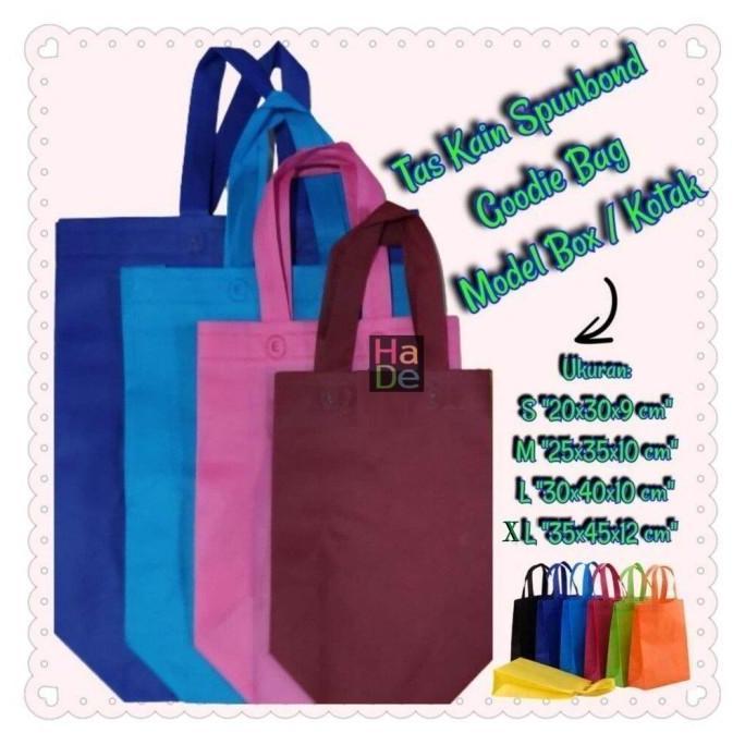 1 Lusin 12pcs Tas Kain Spunbond Goodie bag Handle Box Kotak 25x30x10cm