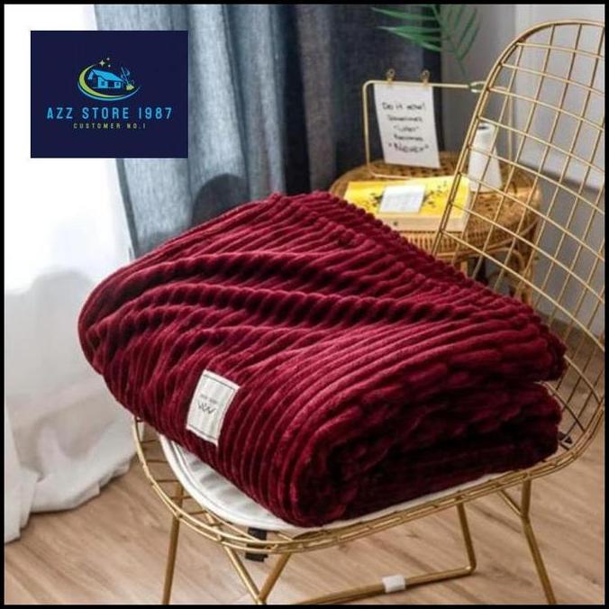 Selimut Bulu Halus Tebal Selimut Polos SALUR LIST Selimut Dewasa Jumbo