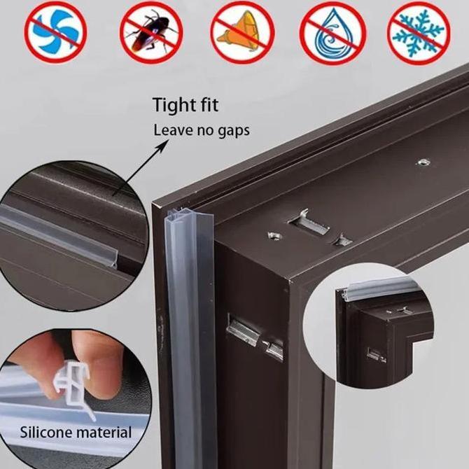 4Meter Silikon Penutup Celah Jendela Sliding Anti Hujan Air Angin Debu Pintu / Lis Penutup Celah Pin