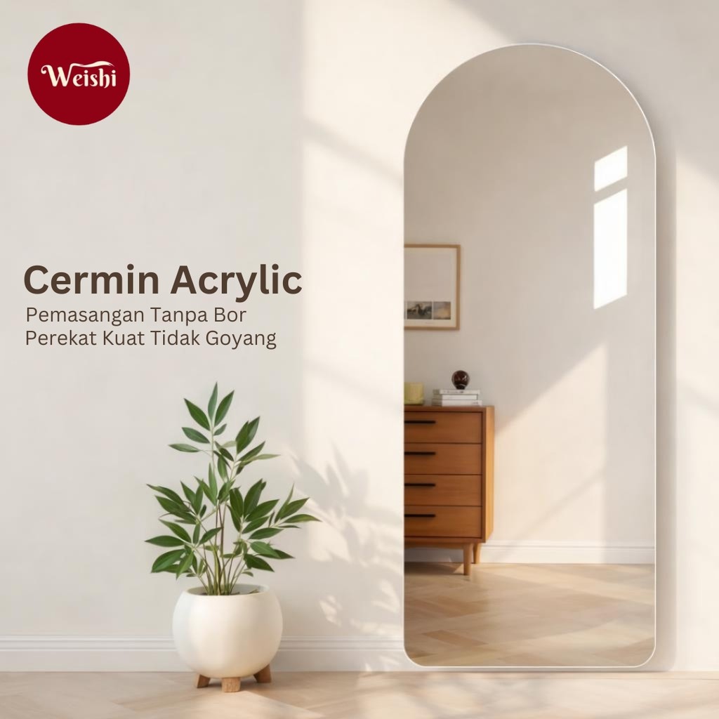 Weishi - CERMIN Akrilik Aesthetik Fullbody Anti Pecah Minimalis Cermin Kaca Estetik Sticker Tempel D