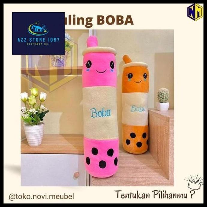 Guling Boneka Boba Milk Tea Kain Halus Tinggi 60cm Guling Boba