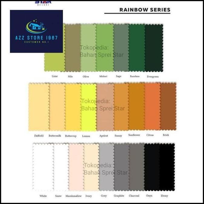 Bahan Kain Sprei Star - Polos Rainbow Series