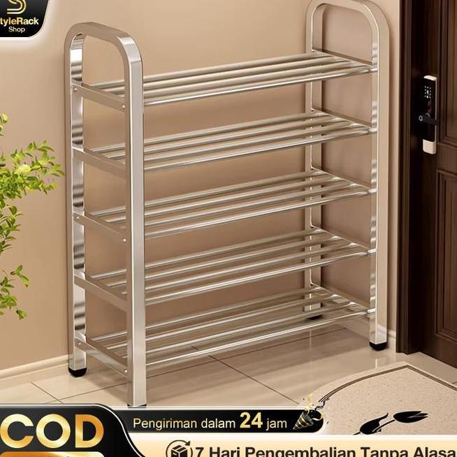 Rak Sepatu Stainless Steel Tempat Sepatu Sandal Multifungsi Rak Sepatu Serbaguna  Reizuka Ari Rak Se