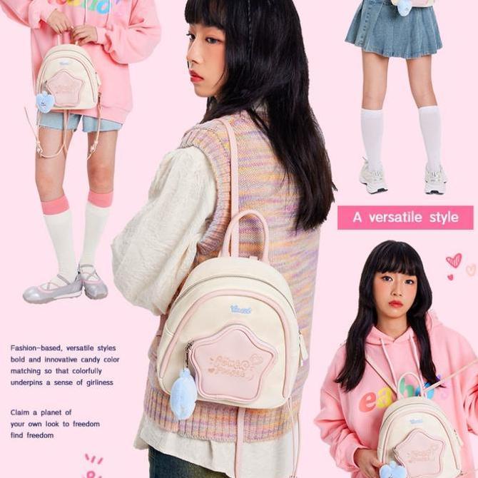 CODLucu Tas Ransel Bahan PU BintangTas Sekolah Ransel Kecil mini y2k Tas Sekolah Fashion Gaya Korea 