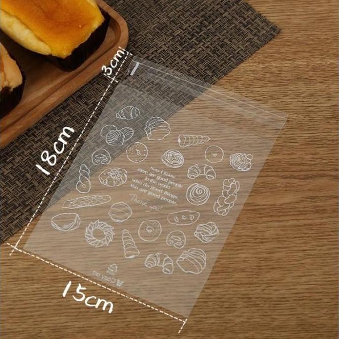 100pcs plastik roti opp plastik roti motif tebal plastik donat kue