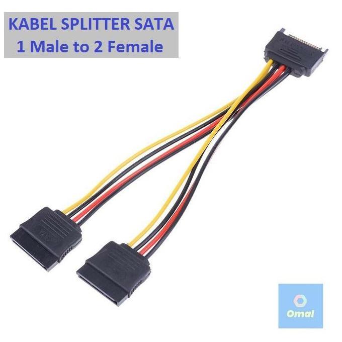 Kabel Power Sata 15pin Male To Dual Sata Female Splitter 2 Cabang