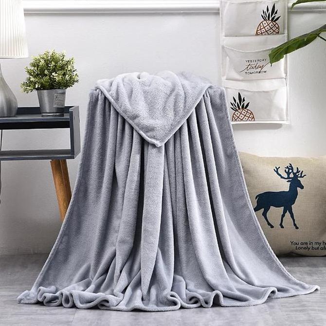 NEW SELIMUT BULU POLOS 200*160CM BAHAN BULU FLANEL LEMBUT UKURAN SINGLE DEWASA - SELIMUT IMPORT BERK