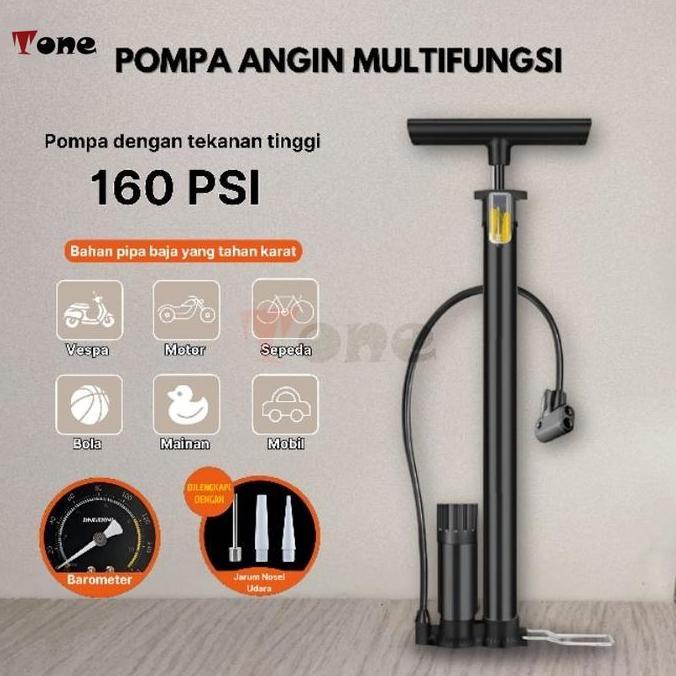 Pompa Angin Sepeda Motor Mobil Tabung Meter Black / High Pressure Pompa Angin VPR Portable Untuk ban