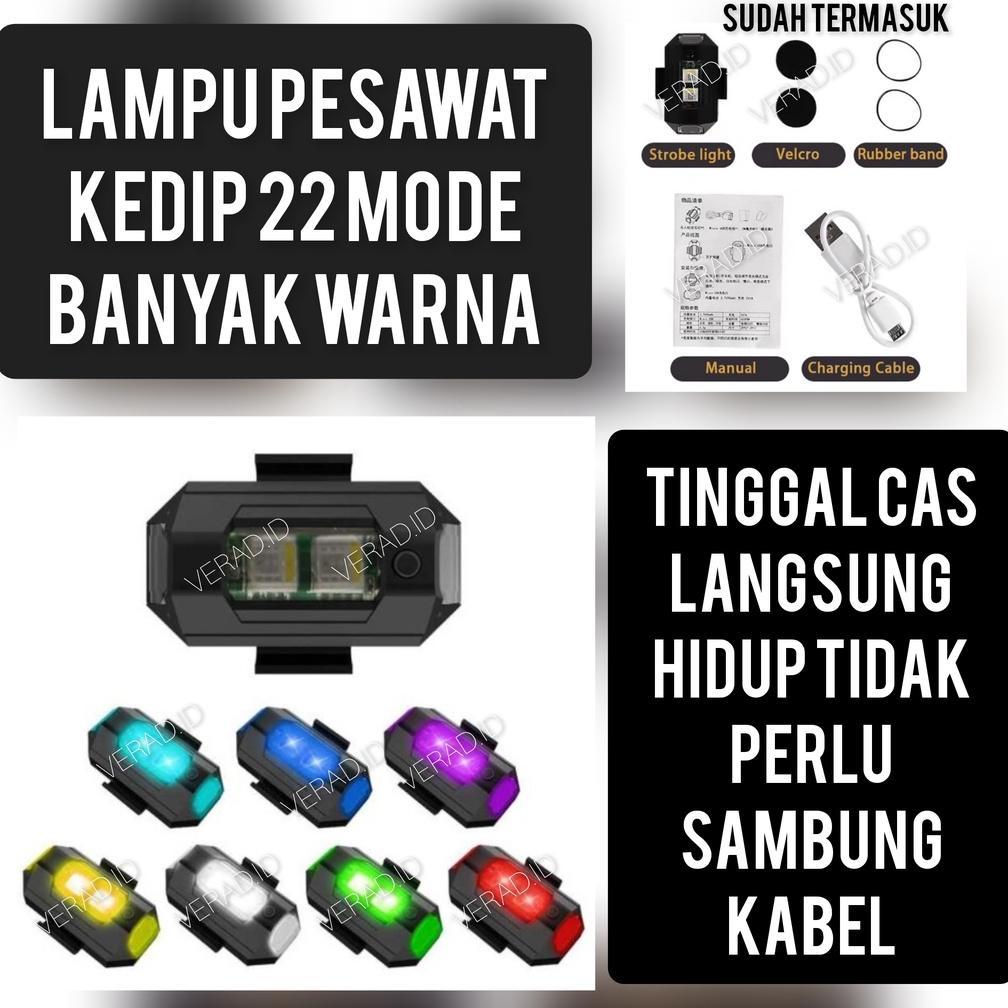 PALING LARIS LAMPU LED MOTOR SEPEDA KEDIP PESAWAT FLASH TANPA KABEL RGB WARNA WARNI **