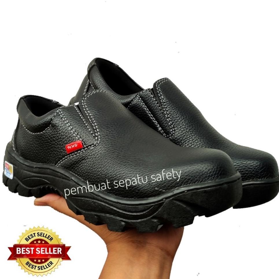Grade Ori Sepatu Safety Slip On King Skn Ujung Besi Anti Slip Tidak Licin Kerja Hotel Kantor Dapur P