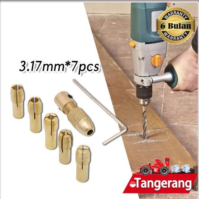 SEIRAKY 7pcs/set Kepala Bor Adapter / Kepala Bor Mini Collet Chuck Drill Set 0.5mm-3mm